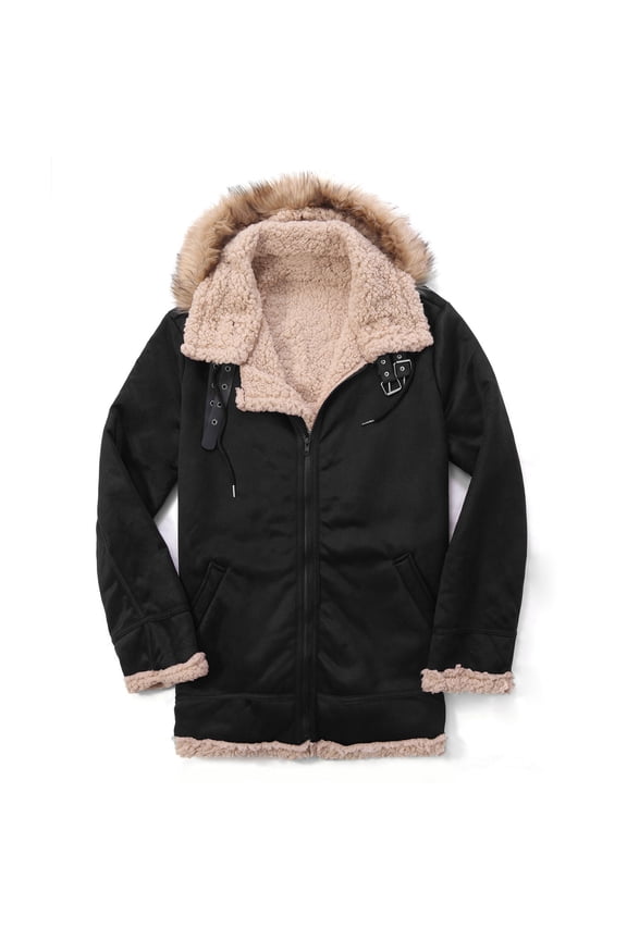 Men Fleece Jacket Casual Keep Warm Thicken Plush Tops Long Sleeve Turndown Jacket Zipper Patchwork Coats