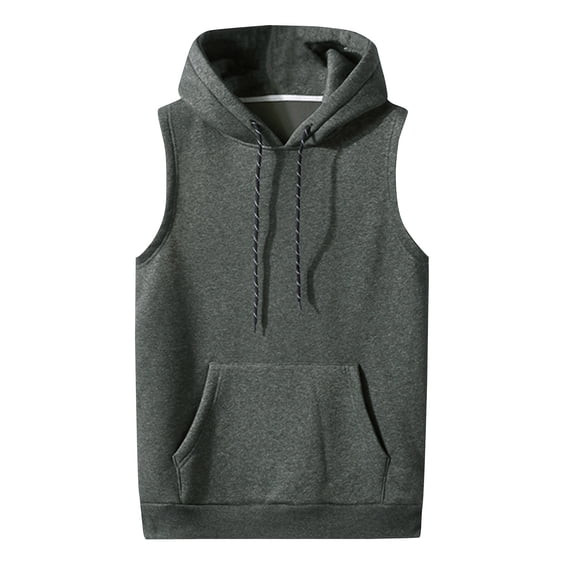 Fesfesfes Men Hooded Vest Casual PulloverSleeveless Gym Pocket Hooded Vest Sweatshirt Hoodie Clearance Under $10