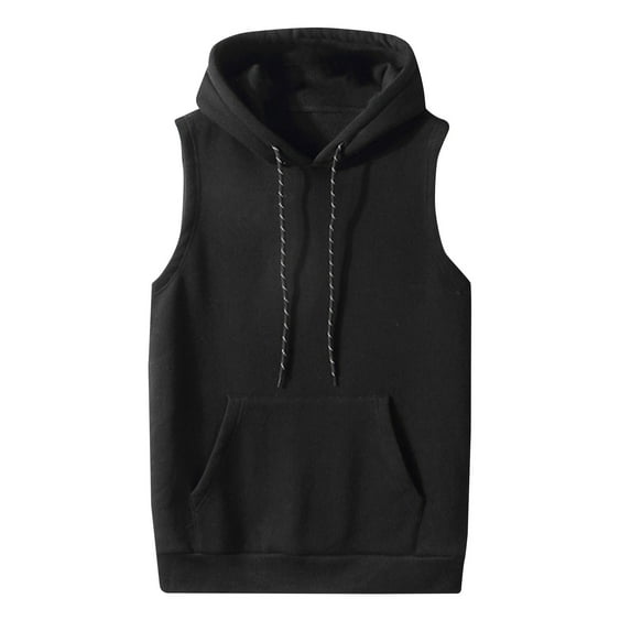 Fesfesfes Men Hooded Vest Casual PulloverSleeveless Gym Pocket Hooded Vest Sweatshirt Hoodie Clearance