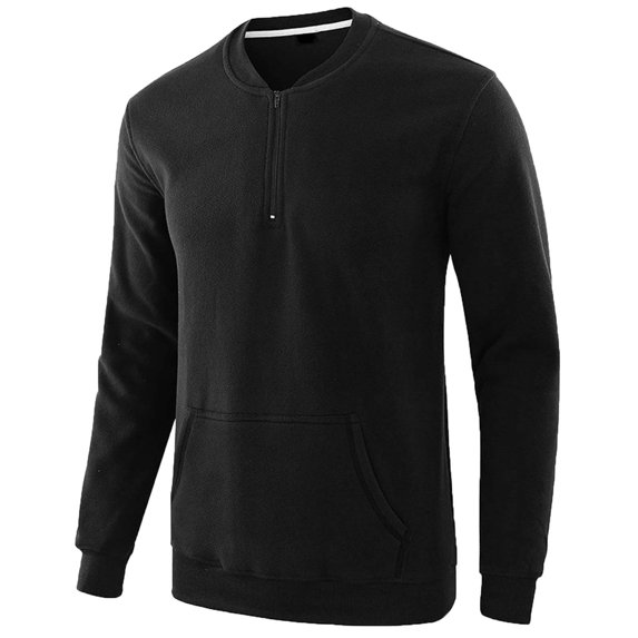 Fesfesfes Men Shirts Solid Color Tops Casual Zipper Pullover Long Sleeve Blouse Tops Clearance Under $10