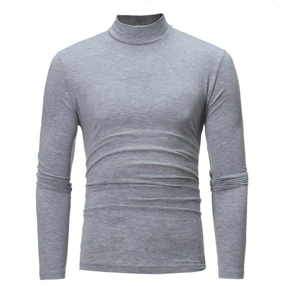Fesfesfes Men Solid Mock Neck Long Sleeve Shirt Casual Slim Fit Pullover Base-Layer Shirt Bottoming Shirt Under $10