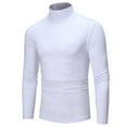 thumbnail image 1 of Fesfesfes Men Solid Turtleneck Shirt Casual Slim Fit Pullover T-shirt Bottoming Shirt, 1 of 4