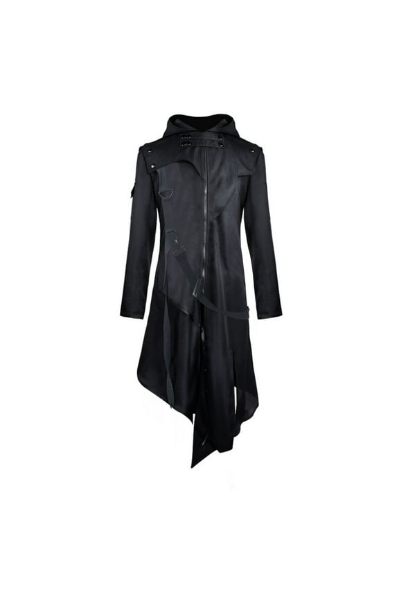 Men Trenchcoat Retro Steam Punk Gothic Cape Jacket Long Sleeve Hooded With Metal Button Long Trench Coat Under $10