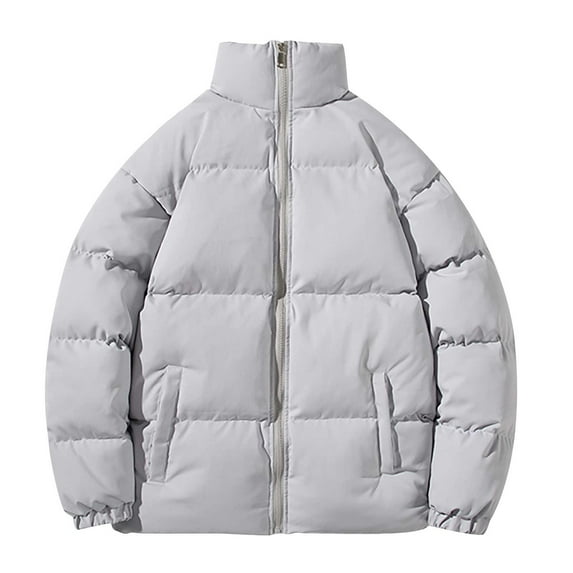 Fesfesfes Men Warm Coat Casual Solid Color Stand Collar Zipper Windproof Keep Warm Long Sleeve Jacket Coats Sale Items