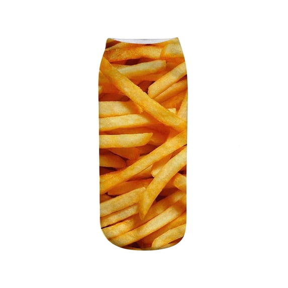 Fesfesfes Men and Women Socks Funny Hamburger Fries 3D Print Sweat-absorbent Short-section Socks