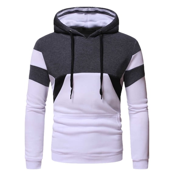 Fesfesfes Men's Casual Long Sleeve Fall Winter Patchwork Hoodies Top Blouse