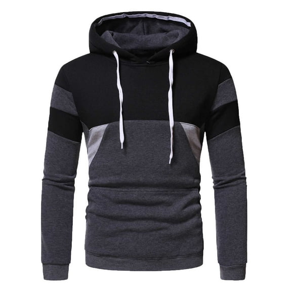 Fesfesfes Men's Casual Long Sleeve Fall Winter Patchwork Hoodies Top Blouse Clothes Sale