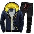 thumbnail image 1 of Fesfesfes Men's Fall And Winter Loose Casual Solid Color Jacket + Pants Two-piece Suit, 1 of 4
