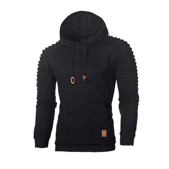 Fesfesfes Men's Fall And Winter Stitching Long-sleeved Hooded Sweatshirt Clothes Sale