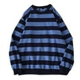 thumbnail image 1 of Fesfesfes Men's Fall Winter Round Neck Stripe Sweatshirt Pullover Tops Long Sleeve Sweater, 1 of 3