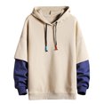 thumbnail image 1 of Fesfesfes Men's Hooded Long Sleeve Patchwork Pullover Hooded Top Blouse Clothes Sale, 1 of 4