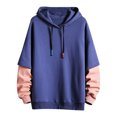 thumbnail image 1 of Fesfesfes Men's Hooded Long Sleeve Patchwork Pullover Hooded Top Blouse Sale Tops on Clearance, 1 of 4