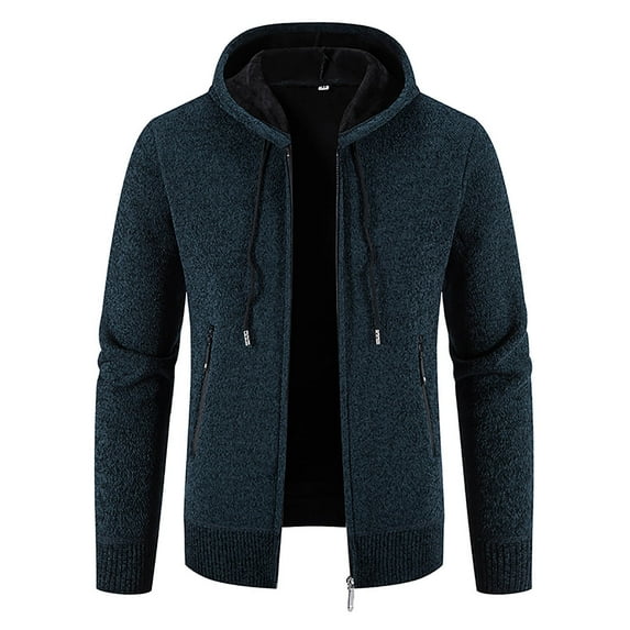 Fesfesfes Men's Hoodie Tops Fall And Winter Warm Tops Stand Collar Sweater Coat Casual Fleece Lined Jacket Plus Size $10