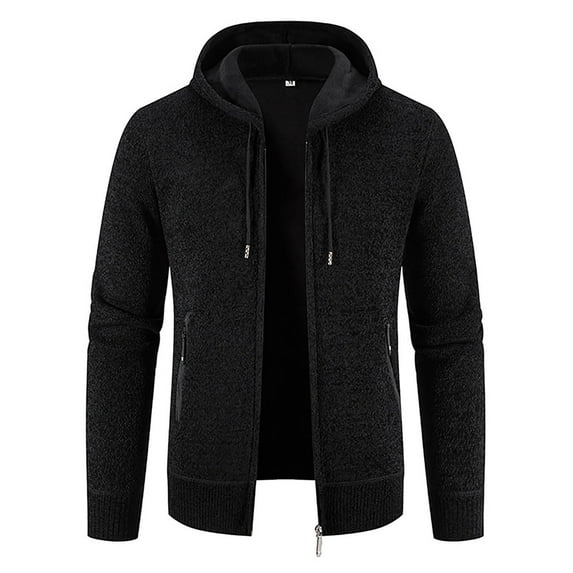 Fesfesfes Men's Hoodie Tops Fall And Winter Warm Tops Stand Collar Sweater Coat Casual Fleece Lined Jacket Plus Size $10