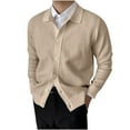 thumbnail image 1 of Fesfesfes Men's Lapel Knitted Sweater Lightweight Cardigan Sweater Elastic Slim Sweater Tunic Tops, 1 of 1