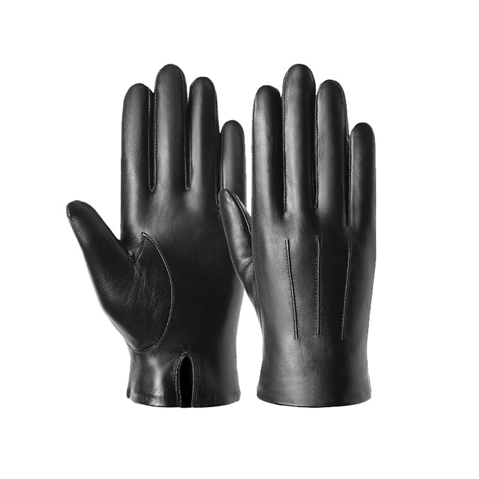 Fesfesfes Men's Leather Gloves Black Driving Leather Gloves Winter Warm ...