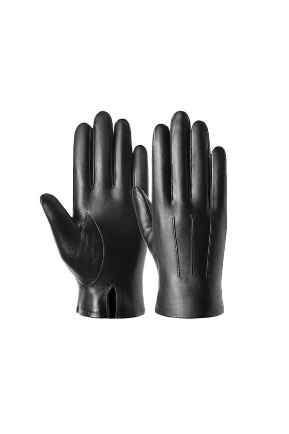Men's Leather Gloves Black Driving Leather Gloves Winter Warm Gloves Clothes Sale