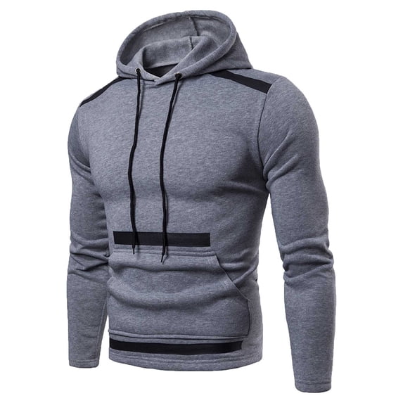 Fesfesfes Men's Long Sleeve Fall Winter Patchwork Hoodies Top Blouse Under $10