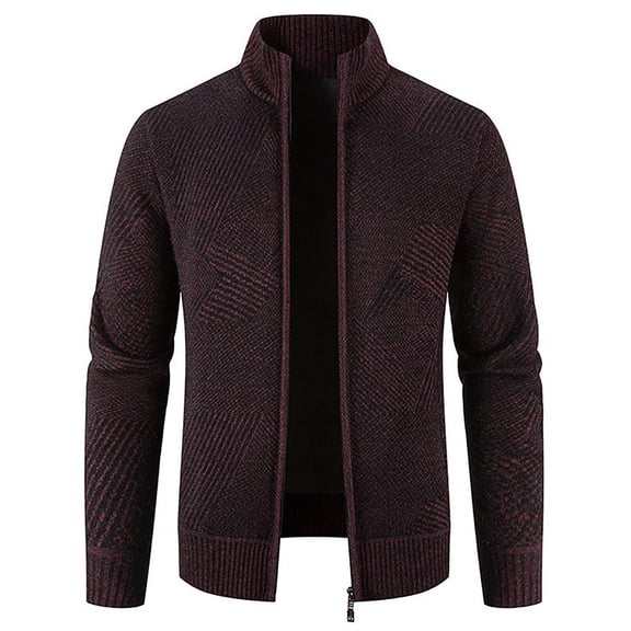 Fesfesfes Men's Sweater Jacket Fall And Winter Stand Collar Solid Color Sweater Jacket Dressy Casual Outwear Clothes Sale