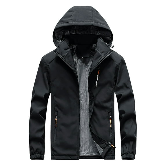 Fesfesfes Men's Waterproof Jacket Dirt-proof Wind-proof Outerwear Tear-resistant Zipper Casual Warm Jacket