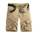 thumbnail image 1 of Fesfesfes Mens Cargo Shorts Casual Pure Color Outdoors Pocket Beach Work Shorts Cargo Short Pants On Sale, 1 of 5