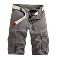 thumbnail image 1 of Fesfesfes Mens Cargo Shorts Casual Pure Color Outdoors Pocket Beach Work Shorts Cargo Short Pants Spring, 1 of 3