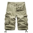 thumbnail image 1 of Fesfesfes Mens Cargo Shorts Casual Pure Color Outdoors Shorts Pocket Beach Work Drawstring Short Cargo Pant On Sale, 1 of 3