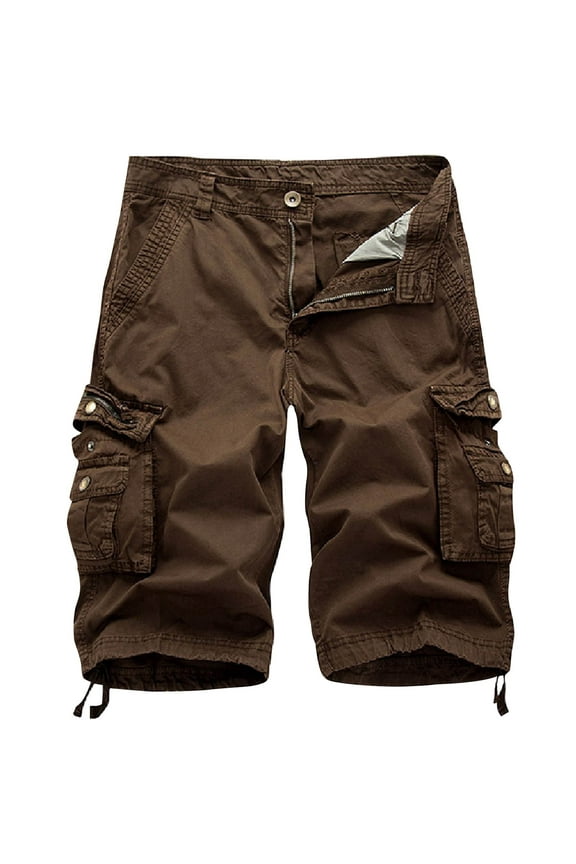 Mens Cargo Shorts Casual Pure Color Outdoors Shorts Pocket Beach Work Drawstring Short Cargo Pant Spring