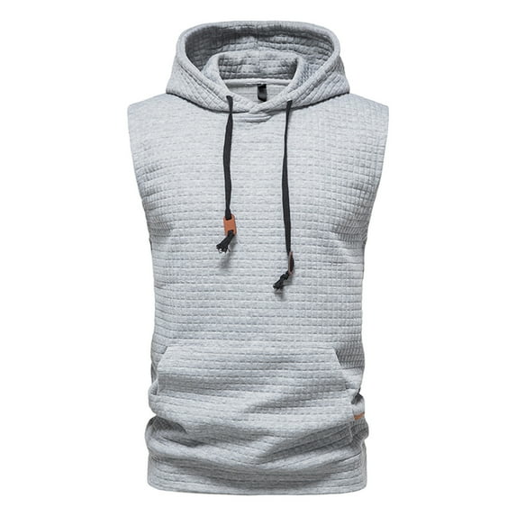 Fesfesfes Mens Hoodie Casual Solid Hooded Sweatshirt Sleeveless Hoodie Pullover Tank Tops Blouse