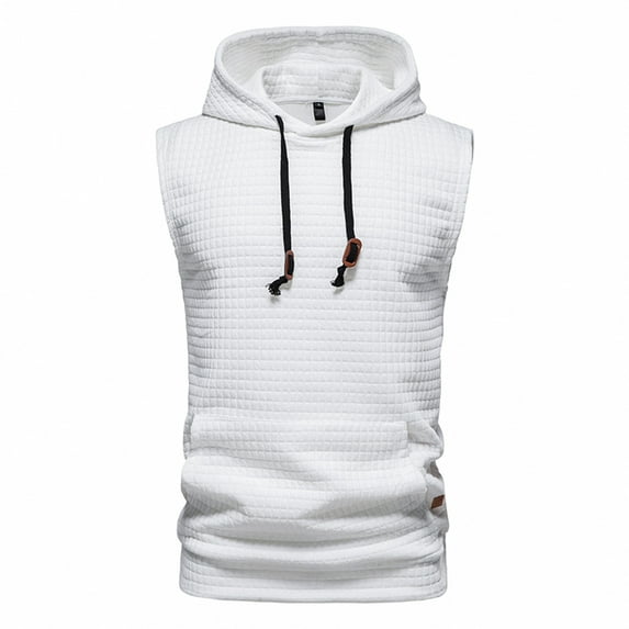 Fesfesfes Mens Hoodie Casual Solid Hooded Sweatshirt Sleeveless Hoodie Pullover Tank Tops Blouse Holiday Saving Sale