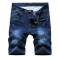 thumbnail image 1 of Fesfesfes Mens Jeans Shorts Ripped Personality Wrinkle Jeans Shorts Relaxed Trend Denim Shorts Spring Sale, 1 of 8