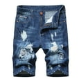 thumbnail image 1 of Fesfesfes Mens Plus Size Jean Shorts High-end Ripped Personality Camouflage Stitching Trend Denim Shorts Spring Saving Sale, 1 of 8