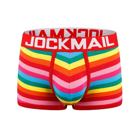 Fesfesfes Mens Shorts Fashion Sexy Underpants Rainbow Striped Personality Boxer Boxer Shorts
