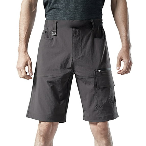 Fesfesfes Mens Shorts Multi-pocket Quick-drying Shorts Casual Knee Length Hiking Shorts Mid Length Short Pants Spring Saving