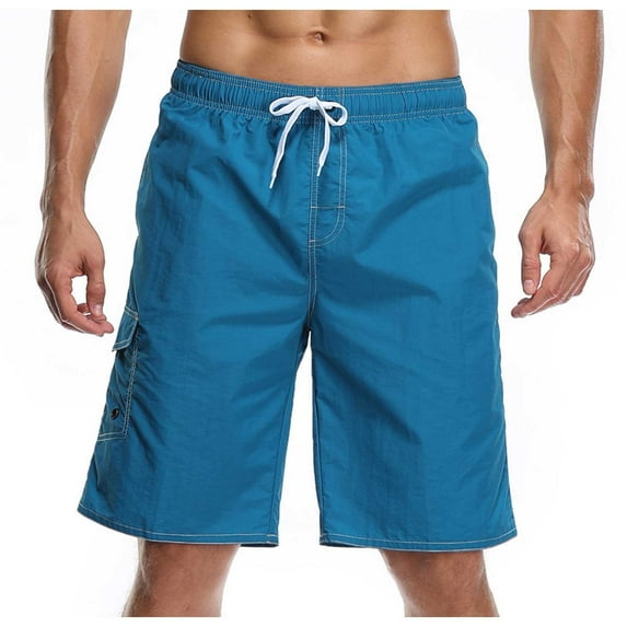 Fesfesfes Mens Shorts Surf Short Pants for Men Solid Color Beachwear Shorts Big Cropped Pants Clearance