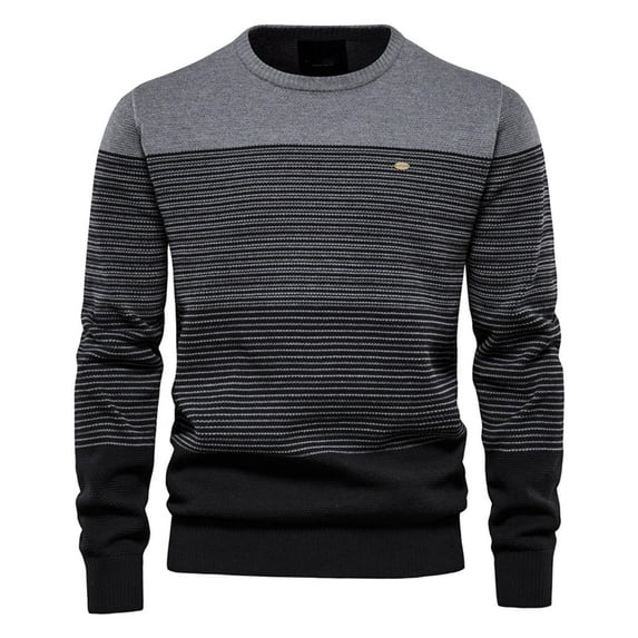 Fesfesfes Mens Sweater O-neck Sweater Soft Casual Sweaters For Men Classic Gradient Color Pullover Sweaters