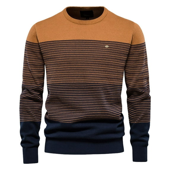 Fesfesfes Mens Sweater O-neck Sweater Soft Casual Sweaters For Men Classic Gradient Color Pullover Sweaters Plus Size $10