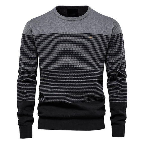 Fesfesfes Mens Sweater O-neck Sweater Soft Casual Sweaters For Men Classic Gradient Color Pullover Sweaters Plus Size $10