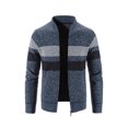 thumbnail image 1 of Fesfesfes Mens Sweater Winter Turtleneck Zipper Jacket Long Sleeve Stripe Knitted Sweater Top Outwear Coat Clothes Sale, 1 of 7