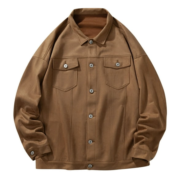 Fesfesfes Mens Sweatshirt Casual Solid CoLor Crewneck Long Sleeve Shirt Buttons Jacket With Pockets On Sale