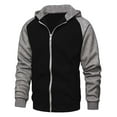thumbnail image 1 of Fesfesfes Mens Sweatshirt Hoodie Jacket Zipper Casual Patchwork Hooded Long Sleeved Brushed Outwear Jacket, 1 of 5