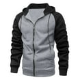 thumbnail image 1 of Fesfesfes Mens Sweatshirt Hoodie Jacket Zipper Casual Patchwork Hooded Long Sleeved Brushed Outwear Jacket, 1 of 6