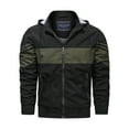 thumbnail image 1 of Fesfesfes Mens Thicken Jacket Contrasting Color Hooded Zipper Casual Warm Windproof Pocket Motorcycle Jacket On Sale, 1 of 6