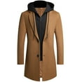 thumbnail image 1 of Fesfesfes Mens Winter Coat Slim Fit Trenchcoat Long Coat Business Coat With Stand-Up Collar Men's Trenchcoat, 1 of 2