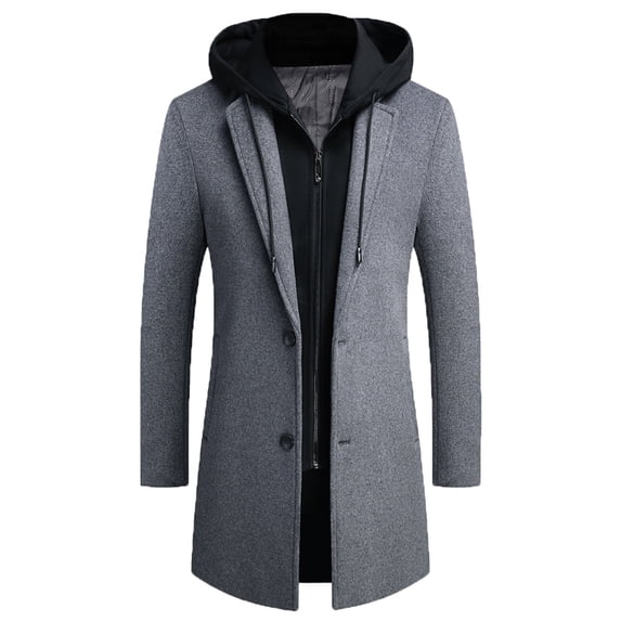 Fesfesfes Mens Winter Coat Slim Fit Trenchcoat Long Coat Business Coat With Stand-Up Collar Men's Trenchcoat