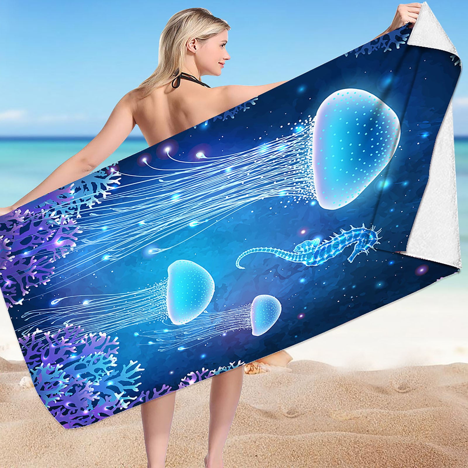 Fesfesfes Microfiber Beach Towel Super Lightweight Colorful Bath