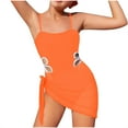 thumbnail image 1 of Fesfesfes Middle and Large Kids' and Teens' Contrast Color Hollow Beach Sling Swimsuit with Wrap Dress Swimwear for Summer Vacations and Sunny Days 8-13 Years(Orange,13 Years), 1 of 4