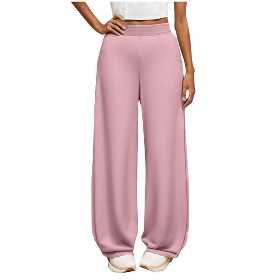 Fesfesfes Middle School Girls Pants Solid Color Sweatpants Casual Elastic Waistband Trousers Wide Leg Pants for Teen Girls Casual Sport Pants