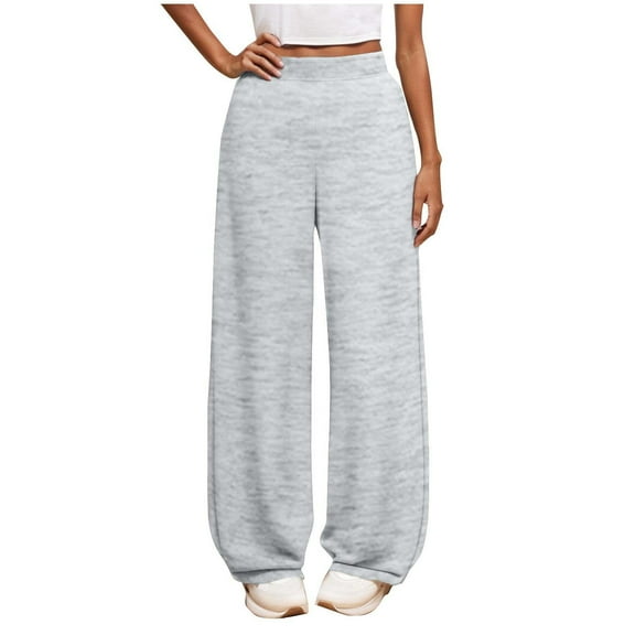 Fesfesfes Middle School Solid Color Casual Elastic Waist Wide Leg Pants Girls Long Comfortable Pants for Kids Spring Summer(Gray,5-6 Years)