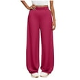 thumbnail image 1 of Fesfesfes Middle School Solid Color Casual Elastic Waist Wide Leg Pants Girls Long Comfortable Pants for Kids Spring Summer(Hot Pink,9-10 Years), 1 of 7